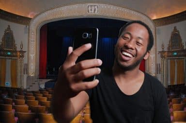 a selfie in the theater