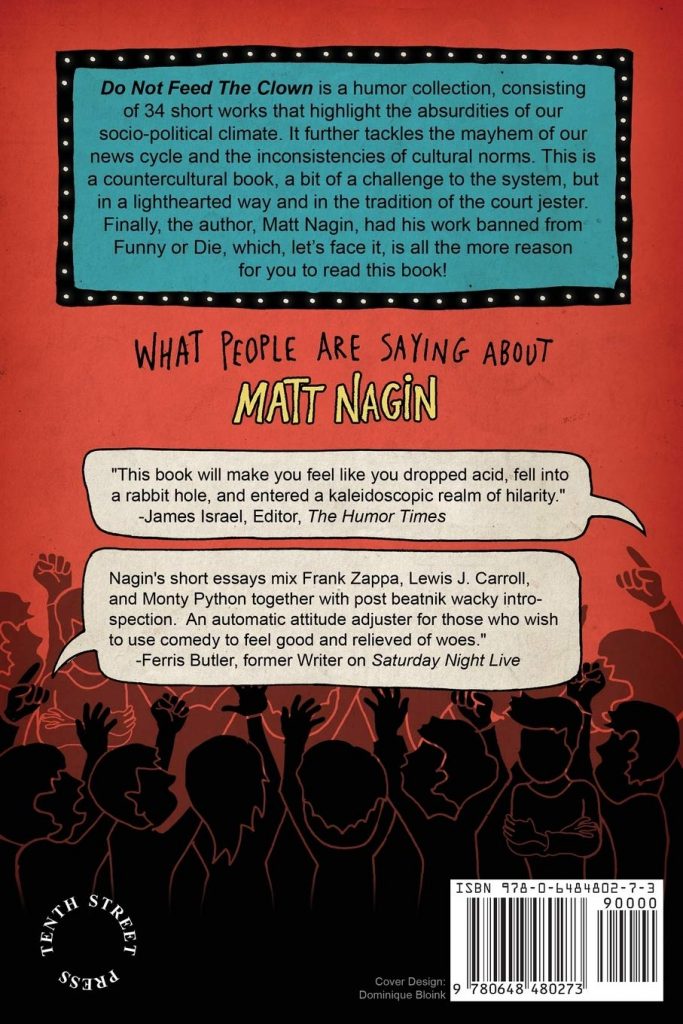 Do Not Feed the Clown by Matt Nagin (back book cover)