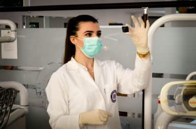 Orthodontist using dentists x-rays tools