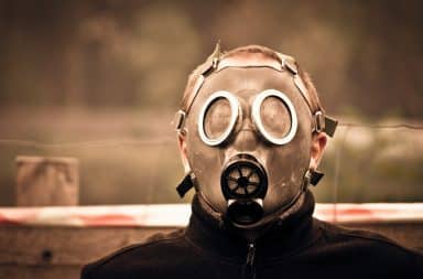 gas mask man prepper