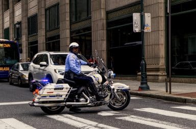 Police man riding a motorcycle