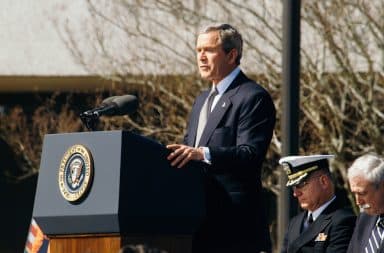 President George HW Bush giving a State of the Union speech