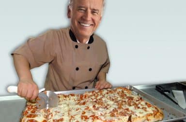 biden pizza is getting cut up