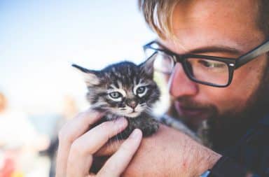 man and a cat