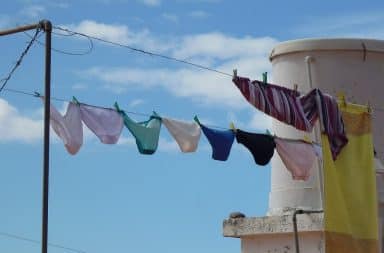 underwear drying on the line