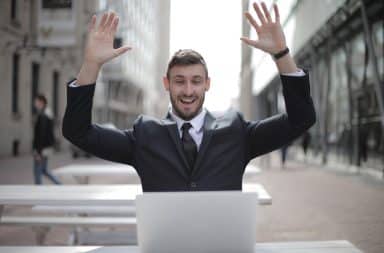 man outside in suit and tie
