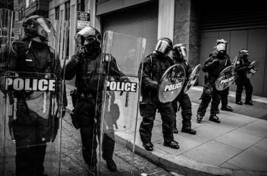 Police in riot gear