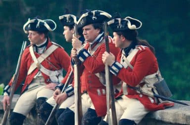 Revolutionary war soldiers looking bored