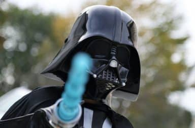 Darth Vader mask and light saber