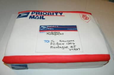 Mail package cake