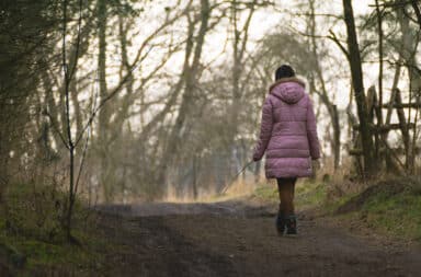 lonely woman walking