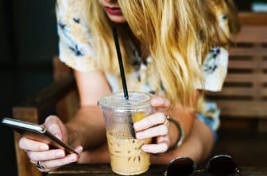 having a cold coffee