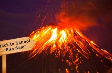 volcano explosion school sign