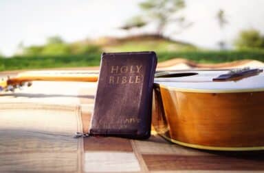 Holy Bible and guitar