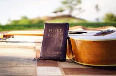 Holy Bible and guitar