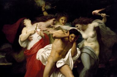 the ancient greek furies chasing this guy