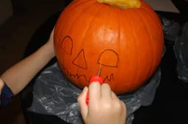 carving a pumpkin