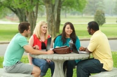 students talking