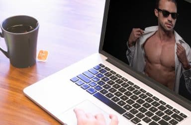 strong guy on a laptop