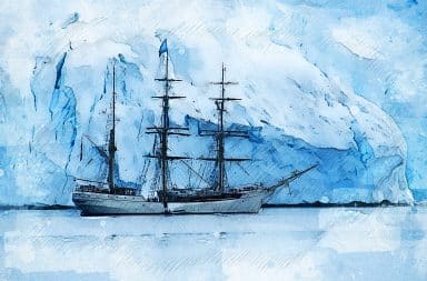 A sailing ship in the ice