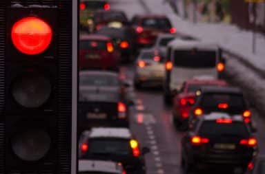 cars at a stop light