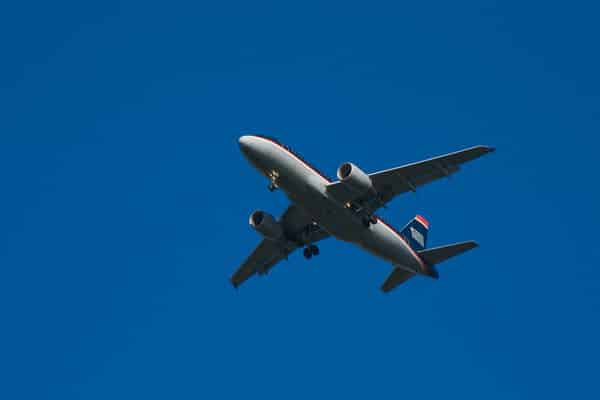 airplane in the blue sky