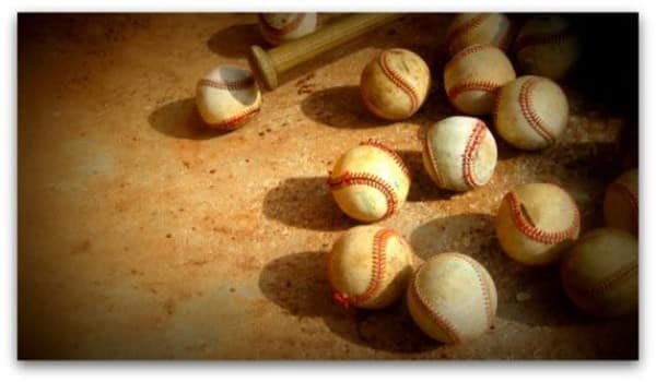 Baseballs in vintage light