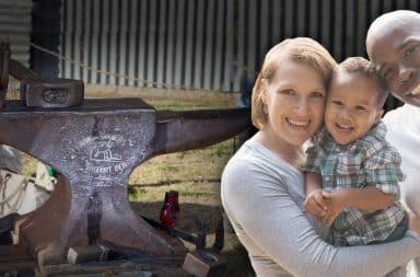 family with an iron forge