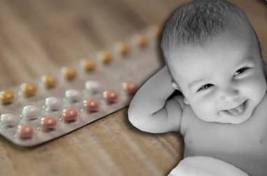 a baby and some pills