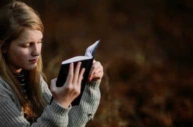 woman reading a book