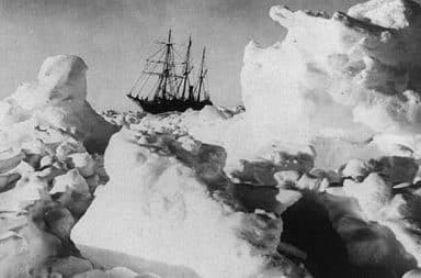 shackleton's boat stuck in the ice