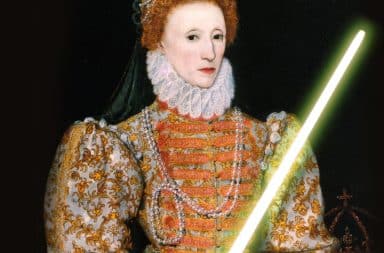the queen with a lightsaber