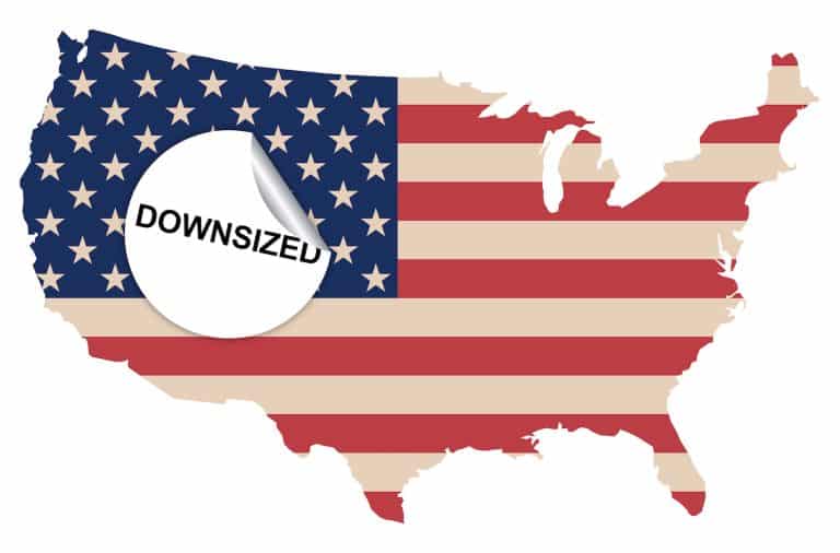 downsized sticker on the USA