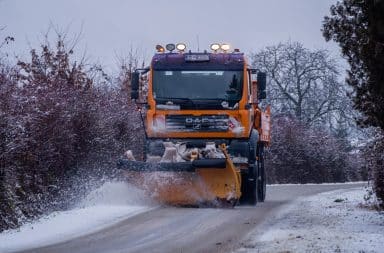 snow plow truck on road
