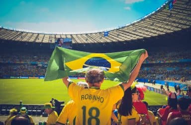 Brazil flag at football game