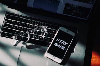 Stay safe laptop message