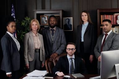 Lawyers posed in an office