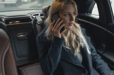 woman in a car for business