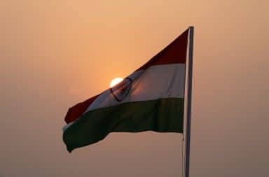 Indian flag at sundown