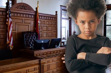 kid who is upset but also in the court room of law