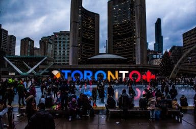 Toronto sign lit up