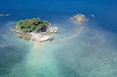 small desert island in the sea