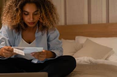 woman reading a letter