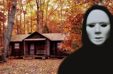 cabin in the woods with a spooky guy