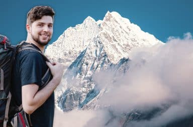 white guy hiking everest