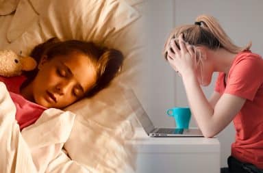sleeping kid vs stressed adult