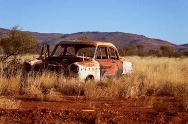 Ugly car in desert