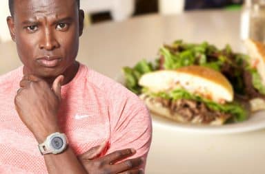 man thinking about a sandwich