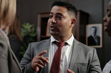 man suit talking