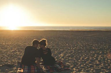 Dating romance couple in the sunset